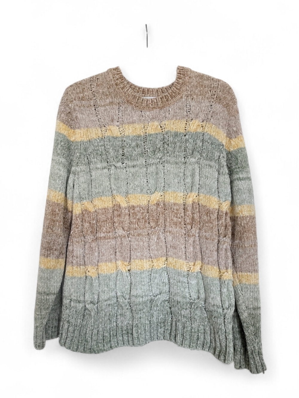 Alfred Dunner Chenille Striped Pastel Sweater Women’s Size Large *